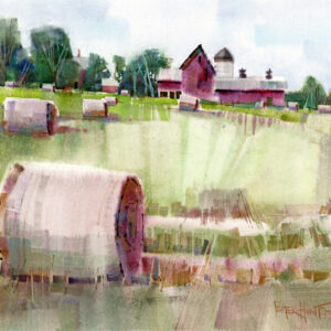 painting of round bales by Peter Huntoon